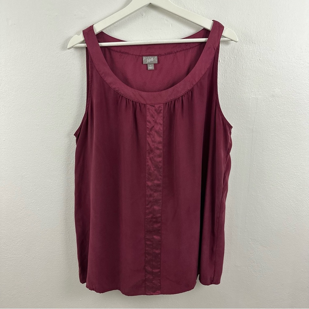 J. Jill Satin-Trim Scoop Neck Tank in Deep Berry